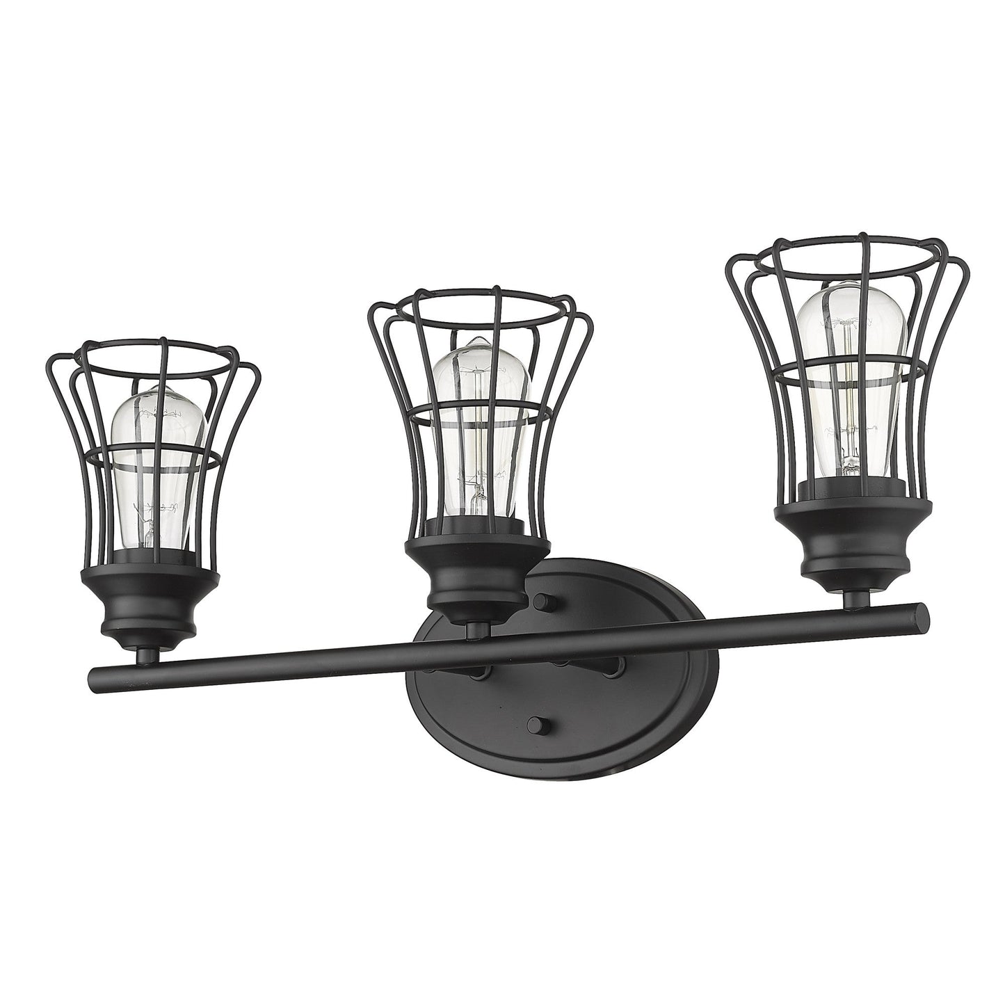 HomeRoots Three Light Cage Wall Sconce in Matte Black Finish