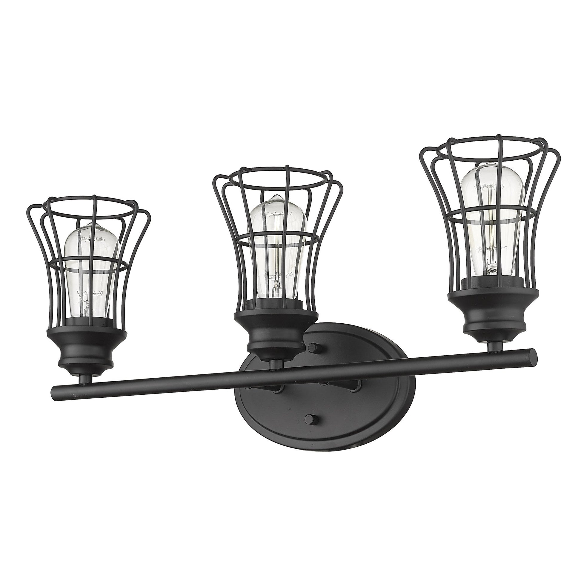 HomeRoots Three Light Cage Wall Sconce in Matte Black Finish