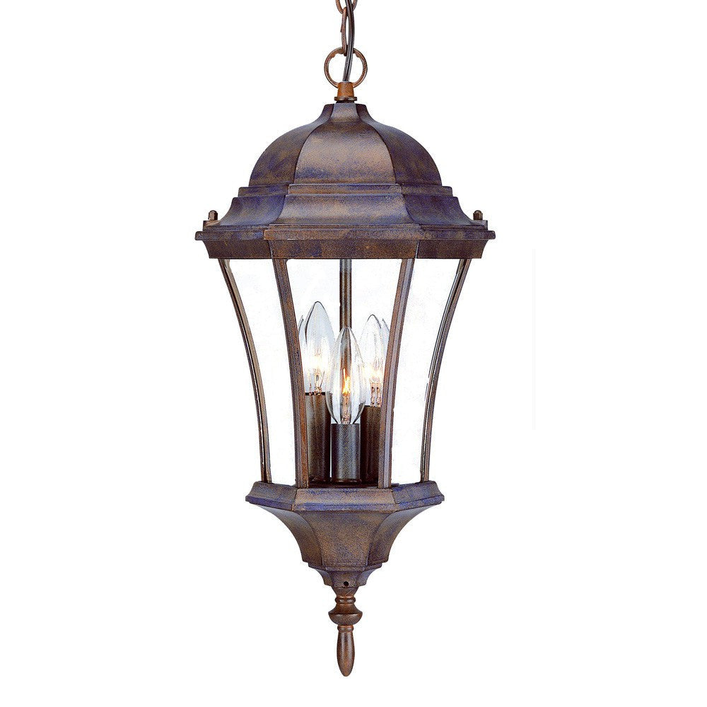 HomeRoots Three Light Carousel Lantern Hanging Light in Dark Brown Finish