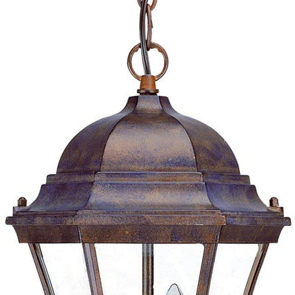 HomeRoots Three Light Carousel Lantern Hanging Light in Dark Brown Finish