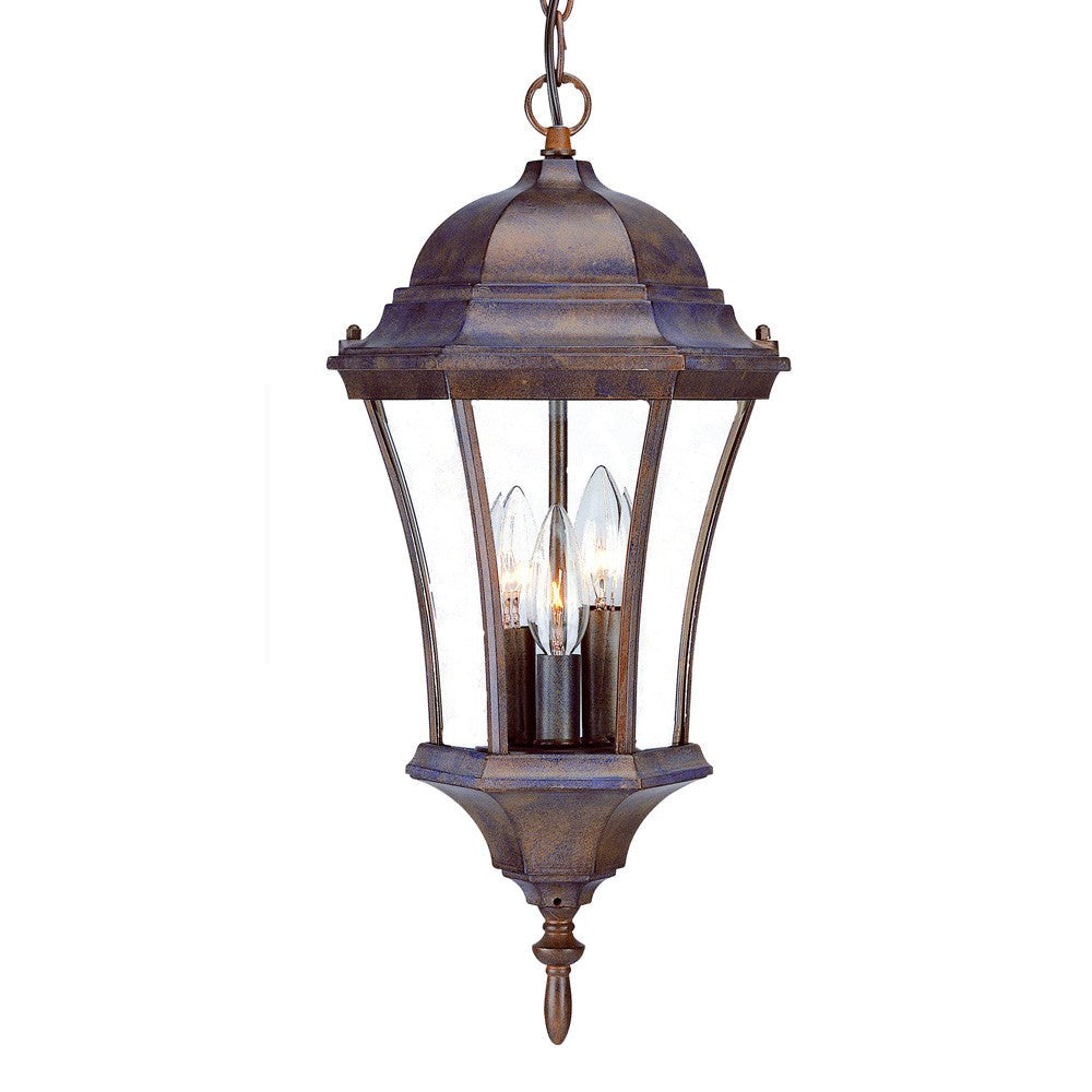 HomeRoots Three Light Carousel Lantern Hanging Light in Dark Brown Finish