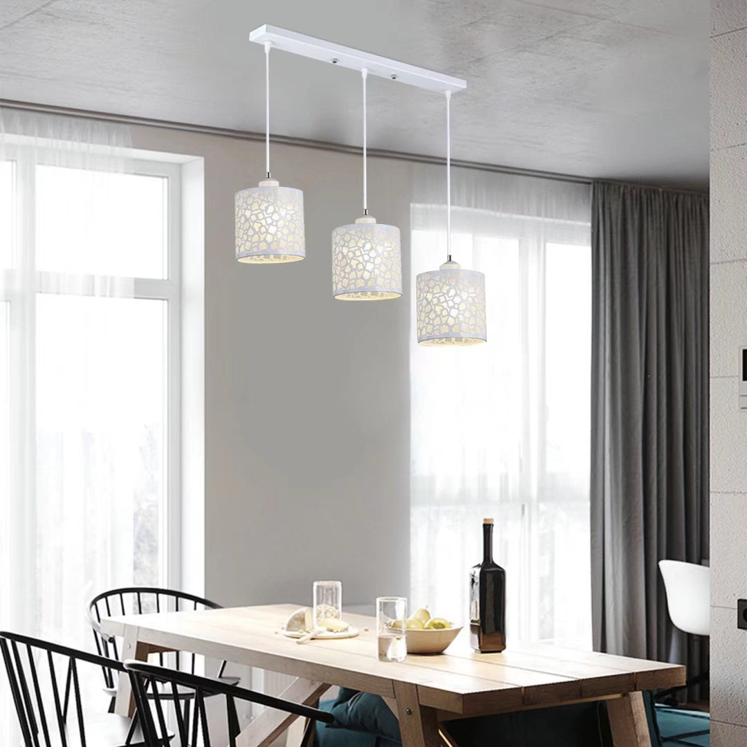 HomeRoots Three Light Ceiling Lamp With Abstract Square Details in Silver Finish