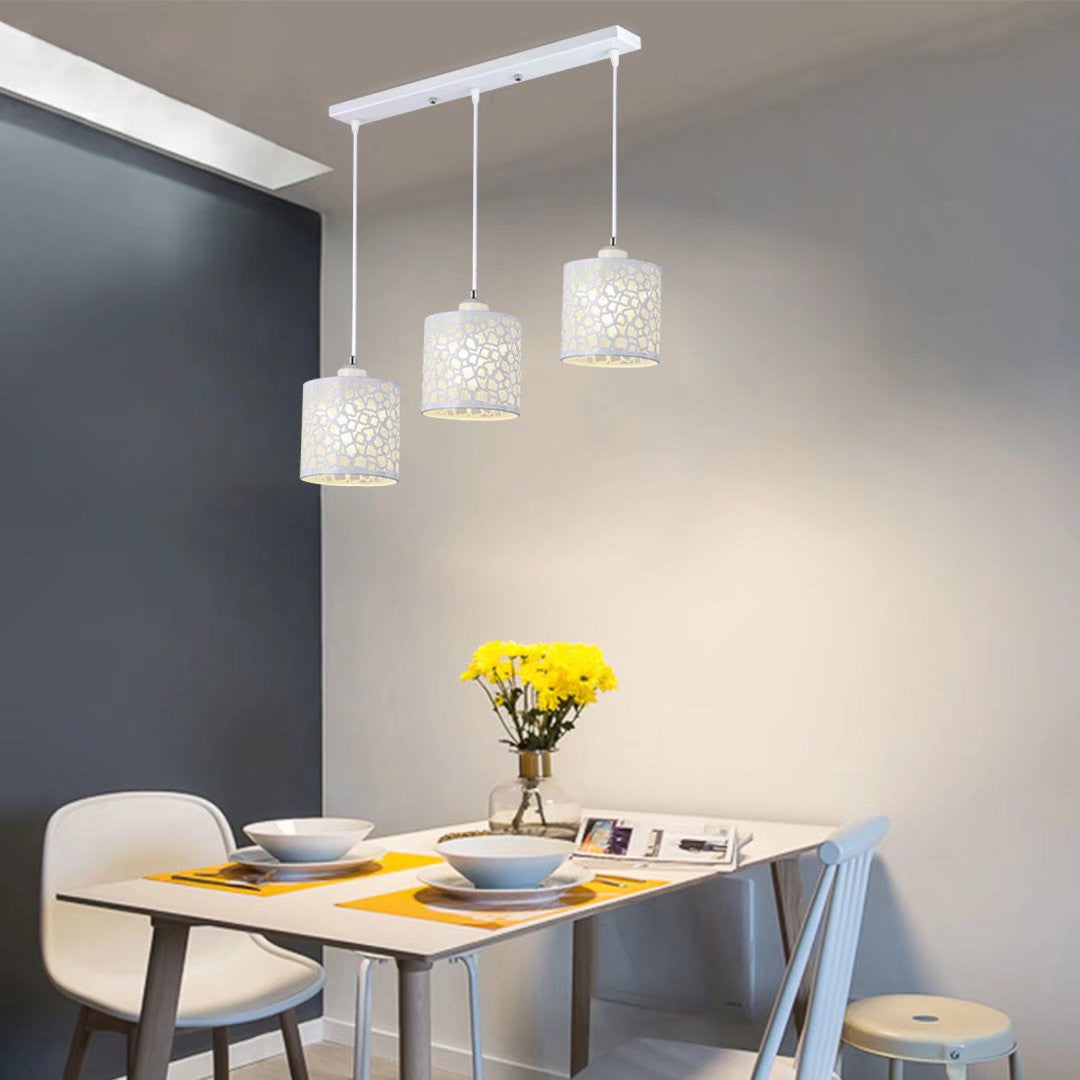 HomeRoots Three Light Ceiling Lamp With Abstract Square Details in Silver Finish