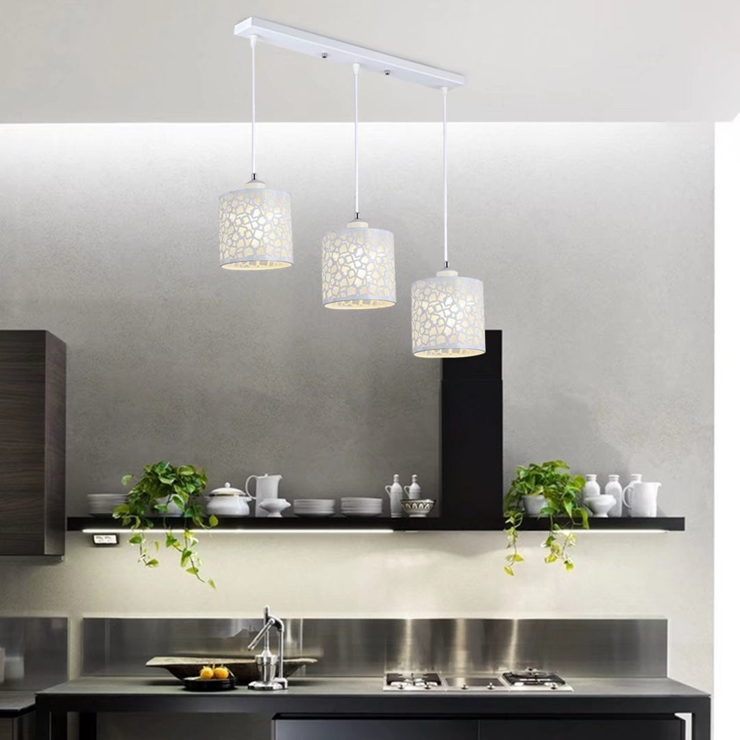 HomeRoots Three Light Ceiling Lamp With Abstract Square Details in Silver Finish