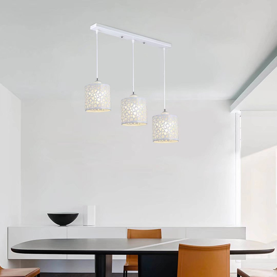 HomeRoots Three Light Ceiling Lamp With Abstract Square Details in Silver Finish