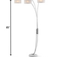 HomeRoots Three Light Curved Floor Lamp With Fabric Shades and Silver Finish