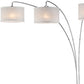 HomeRoots Three Light Curved Floor Lamp With Fabric Shades and Silver Finish