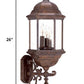 HomeRoots Three Light Domed Glass Lantern Wall Light in Brown Finish