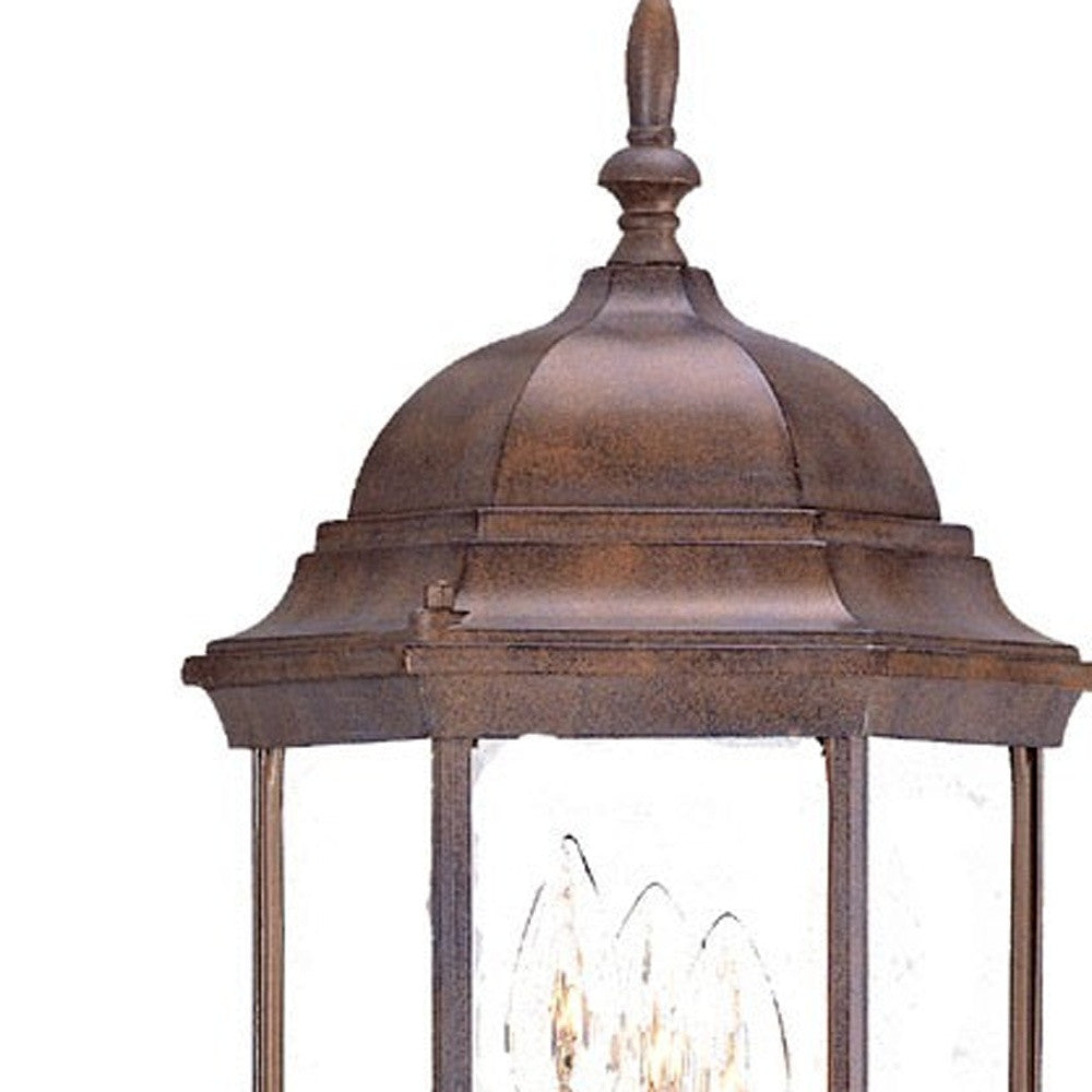 HomeRoots Three Light Domed Glass Lantern Wall Light in Brown Finish