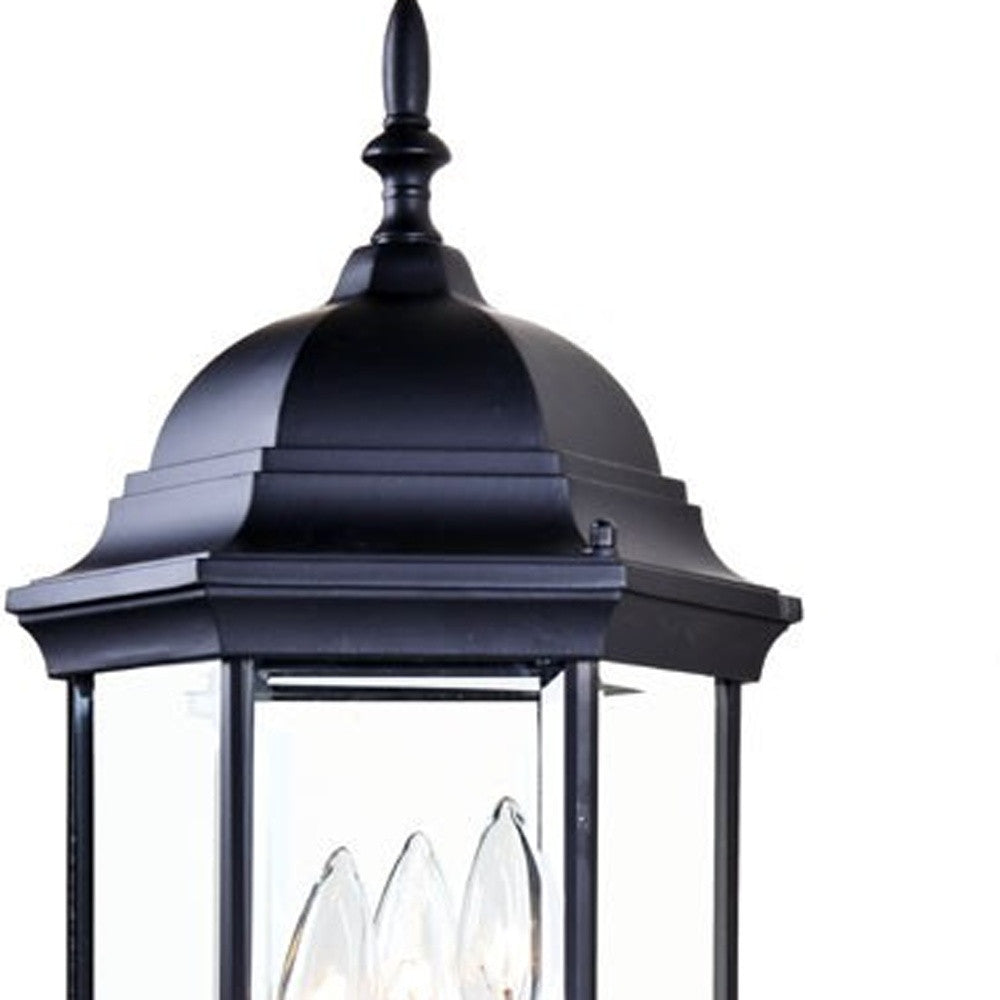 HomeRoots Three Light Domed Glass Lantern Wall Light in Matte Black Finish