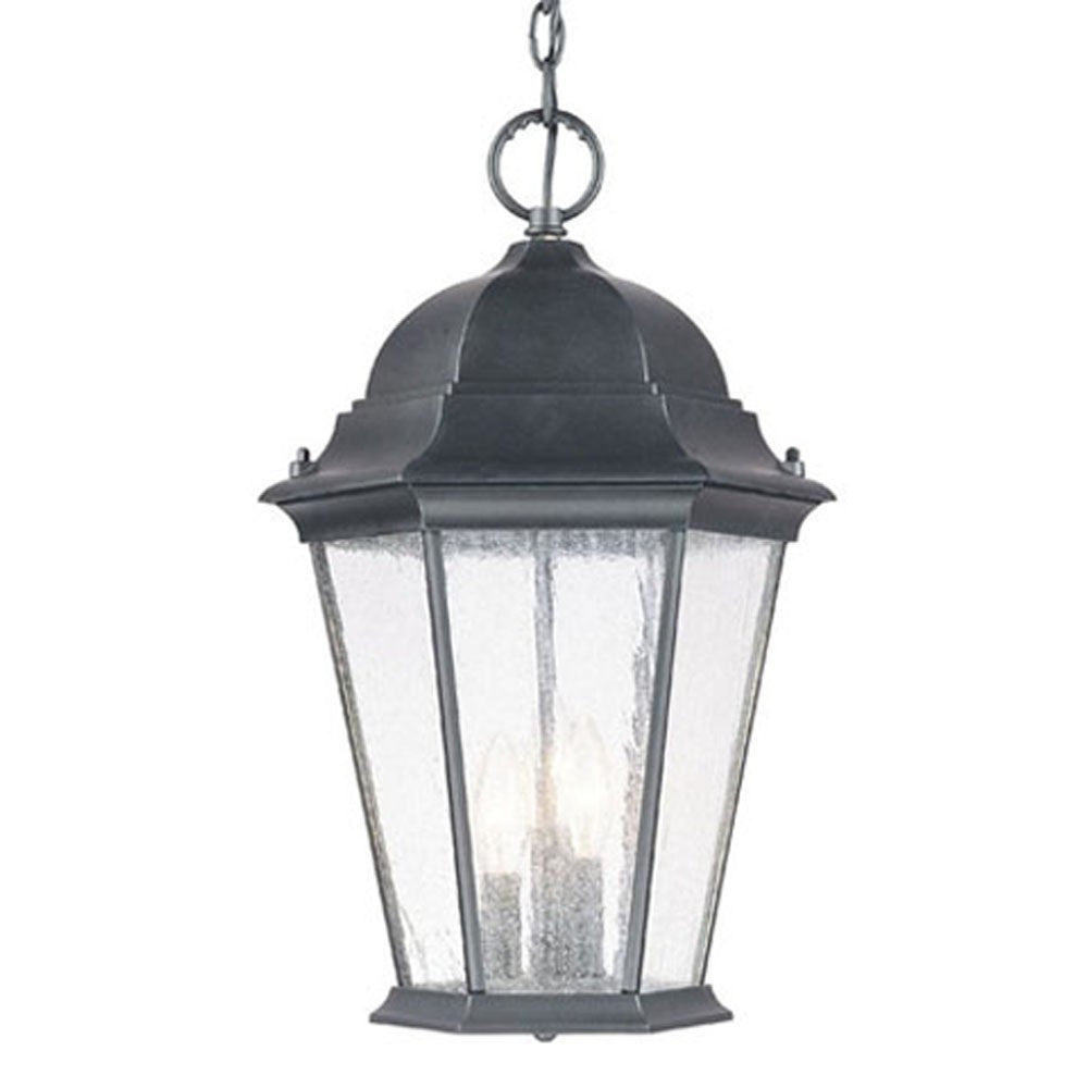 HomeRoots Three Light Domed Lantern Hanging Light in Matte Black Finish