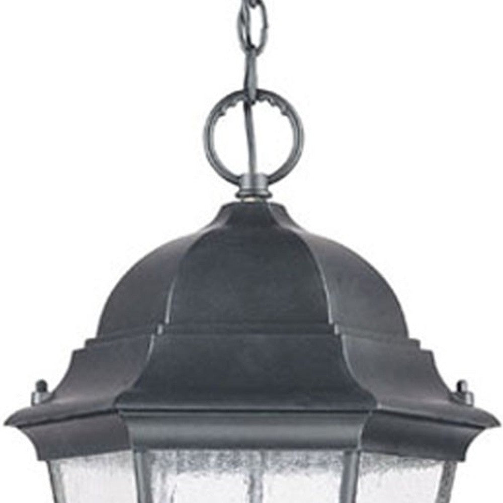 HomeRoots Three Light Domed Lantern Hanging Light in Matte Black Finish