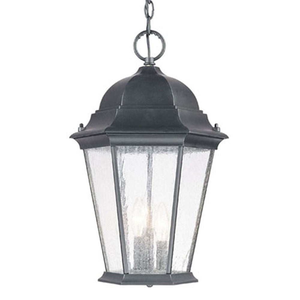 HomeRoots Three Light Domed Lantern Hanging Light in Matte Black Finish
