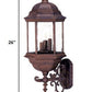 HomeRoots Three Light Domed Lantern Wall Light With Textured Glass in Brown Finish