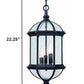 HomeRoots Three Light Eastern Lantern Hanging Light in Matte Black Finish