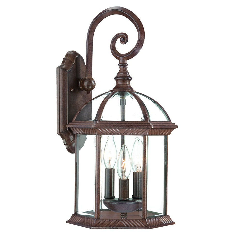 HomeRoots Three Light Eastern Lantern Wall Light With Dark Brown Finish