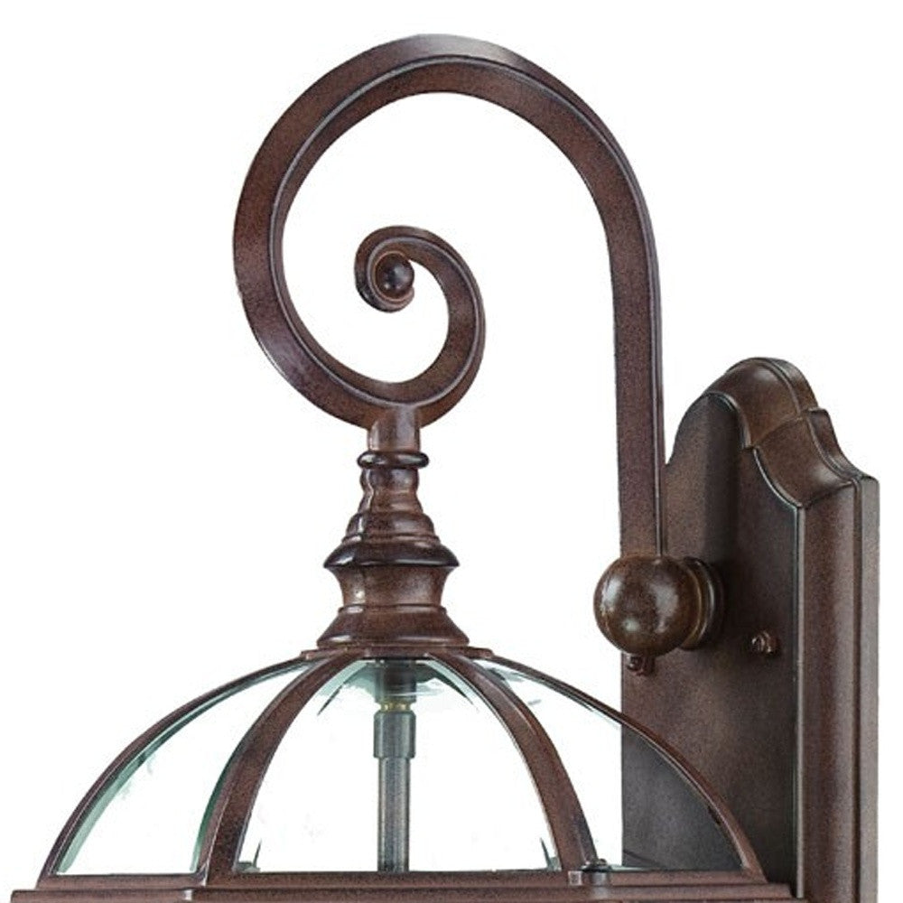 HomeRoots Three Light Eastern Lantern Wall Light With Dark Brown Finish
