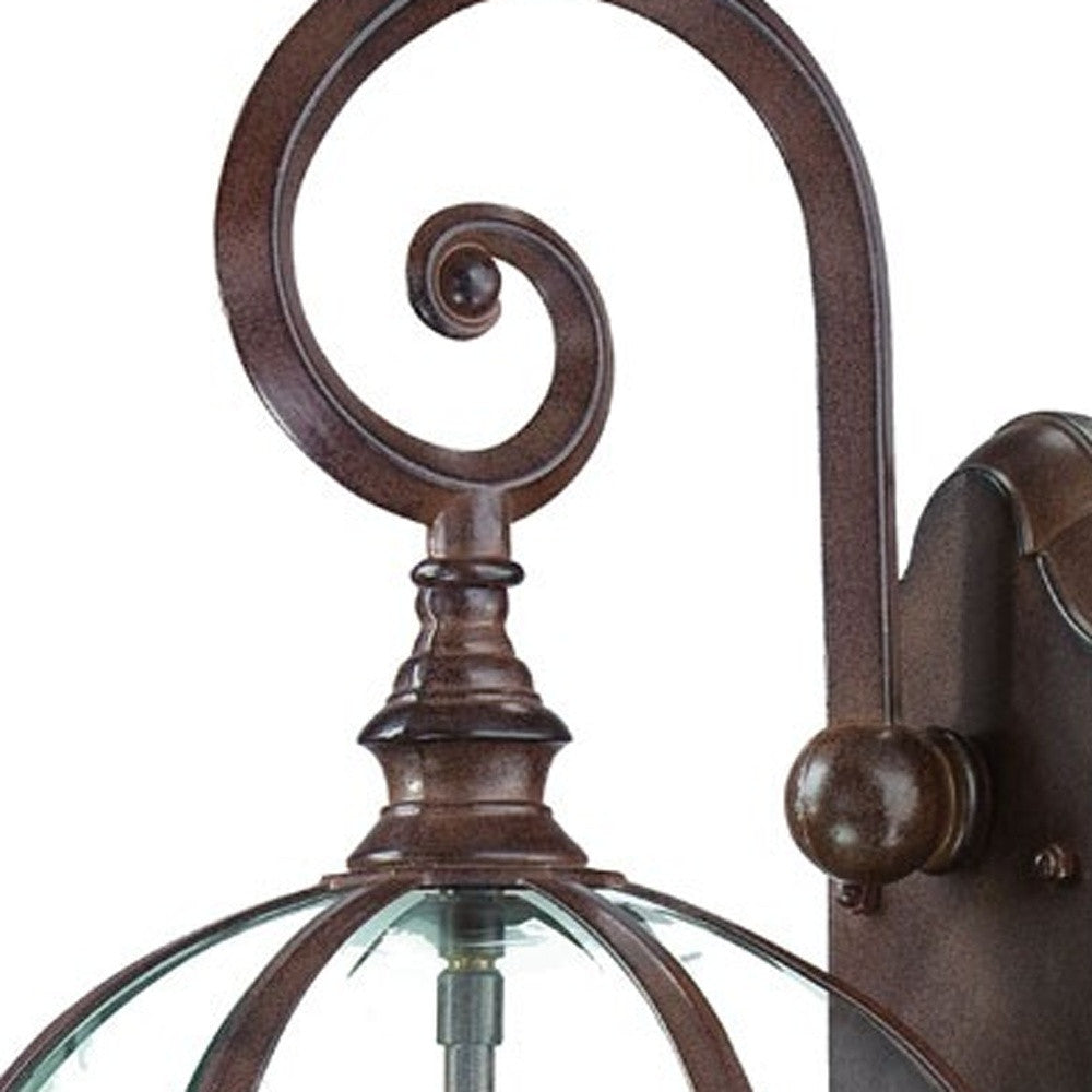 HomeRoots Three Light Eastern Lantern Wall Light With Dark Brown Finish