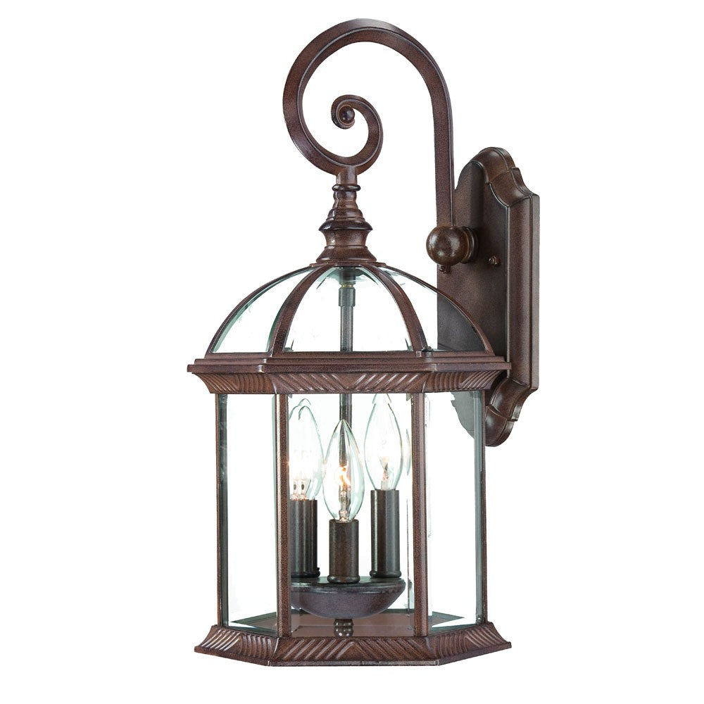 HomeRoots Three Light Eastern Lantern Wall Light With Dark Brown Finish