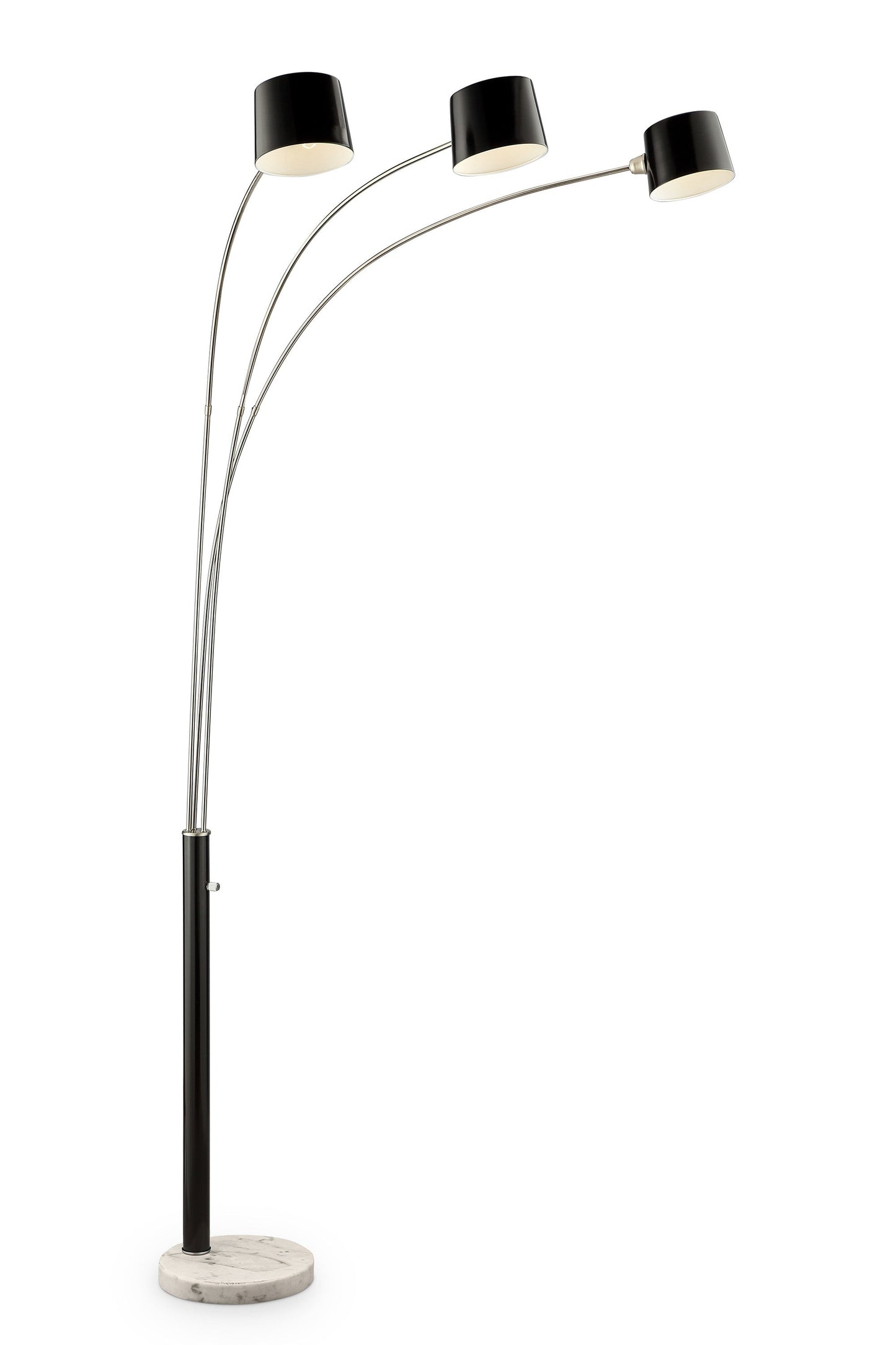 HomeRoots Three Light Floor Lamp in Black Metal Finish