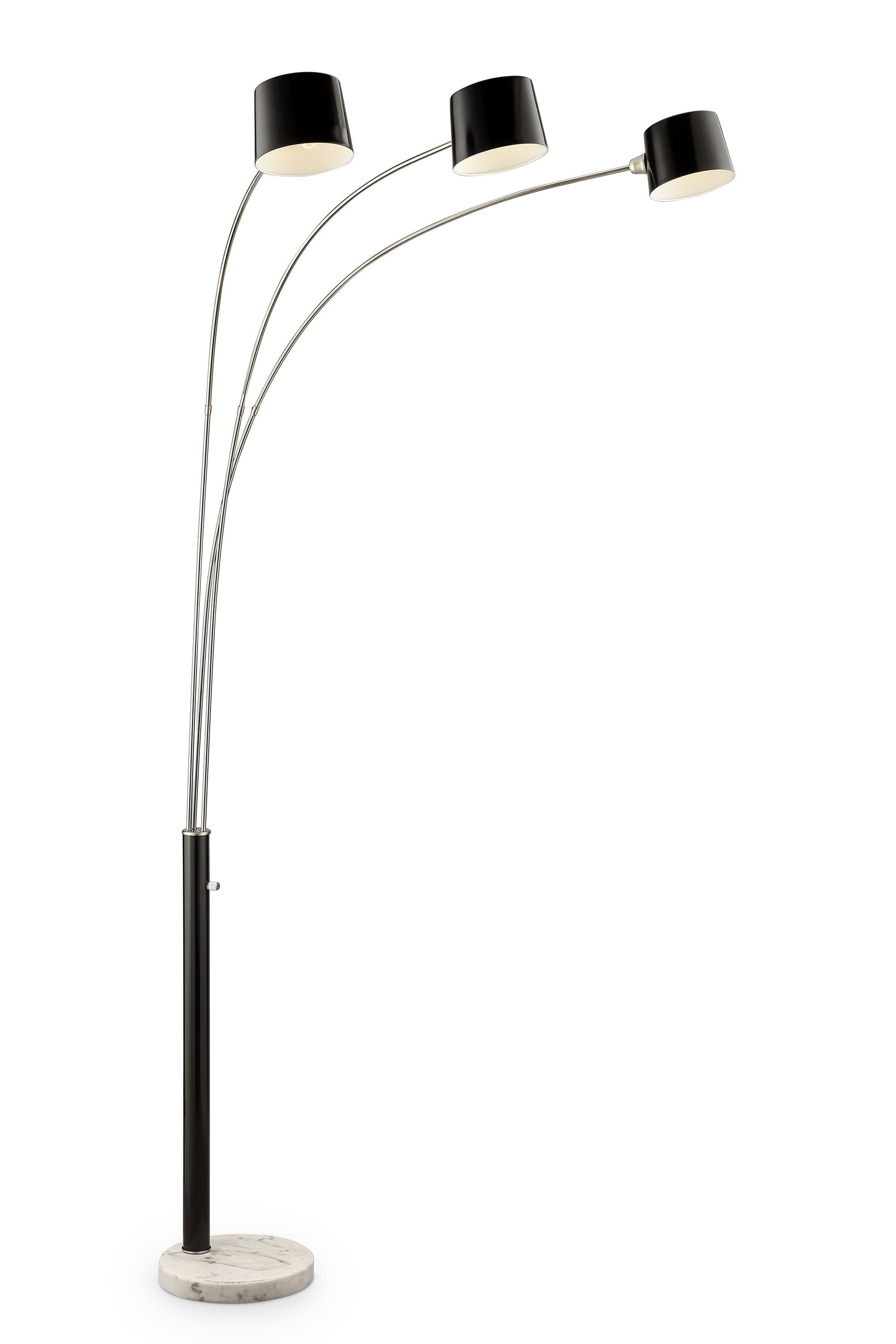 HomeRoots Three Light Floor Lamp in Black Metal Finish