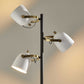 HomeRoots Three Light Floor Lamp with Adjustable White Metal Shades