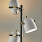 HomeRoots Three Light Floor Lamp with Adjustable White Metal Shades