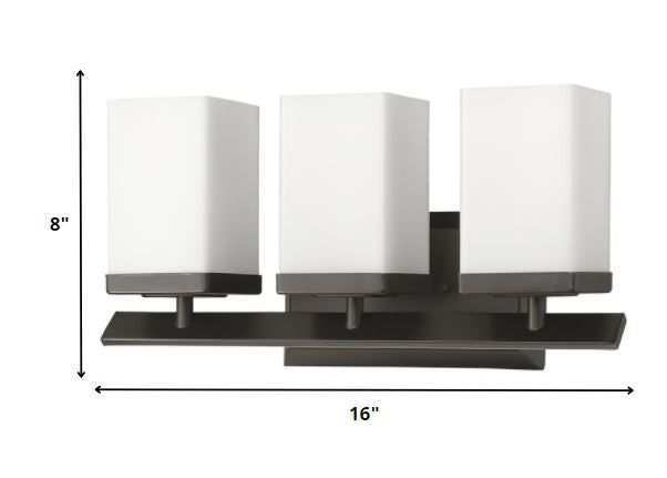 HomeRoots Three Light Frosted Glass Wall Sconce With Bronze Finish