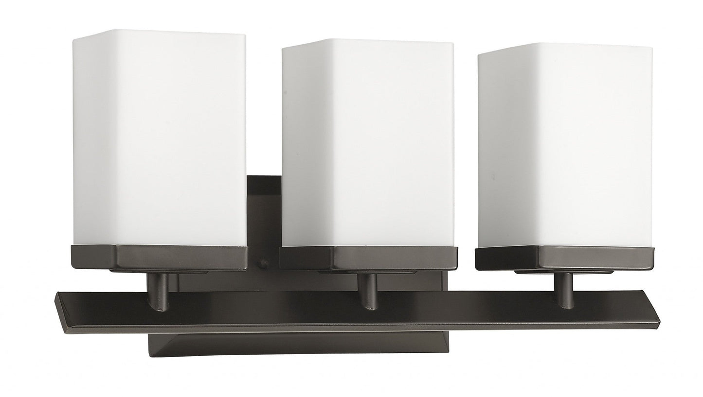 HomeRoots Three Light Frosted Glass Wall Sconce With Bronze Finish