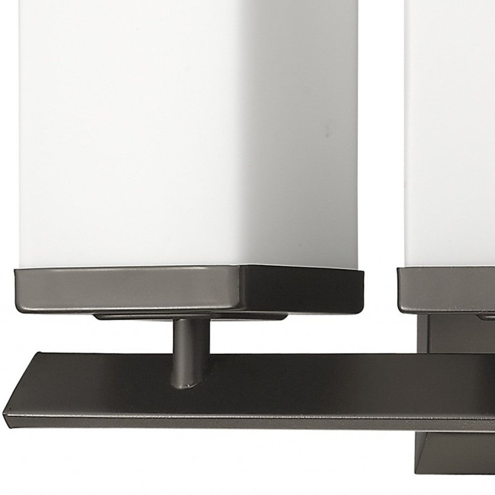 HomeRoots Three Light Frosted Glass Wall Sconce With Bronze Finish