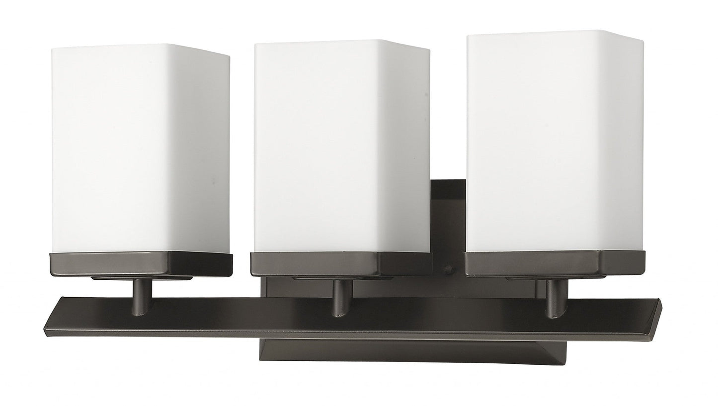 HomeRoots Three Light Frosted Glass Wall Sconce With Bronze Finish