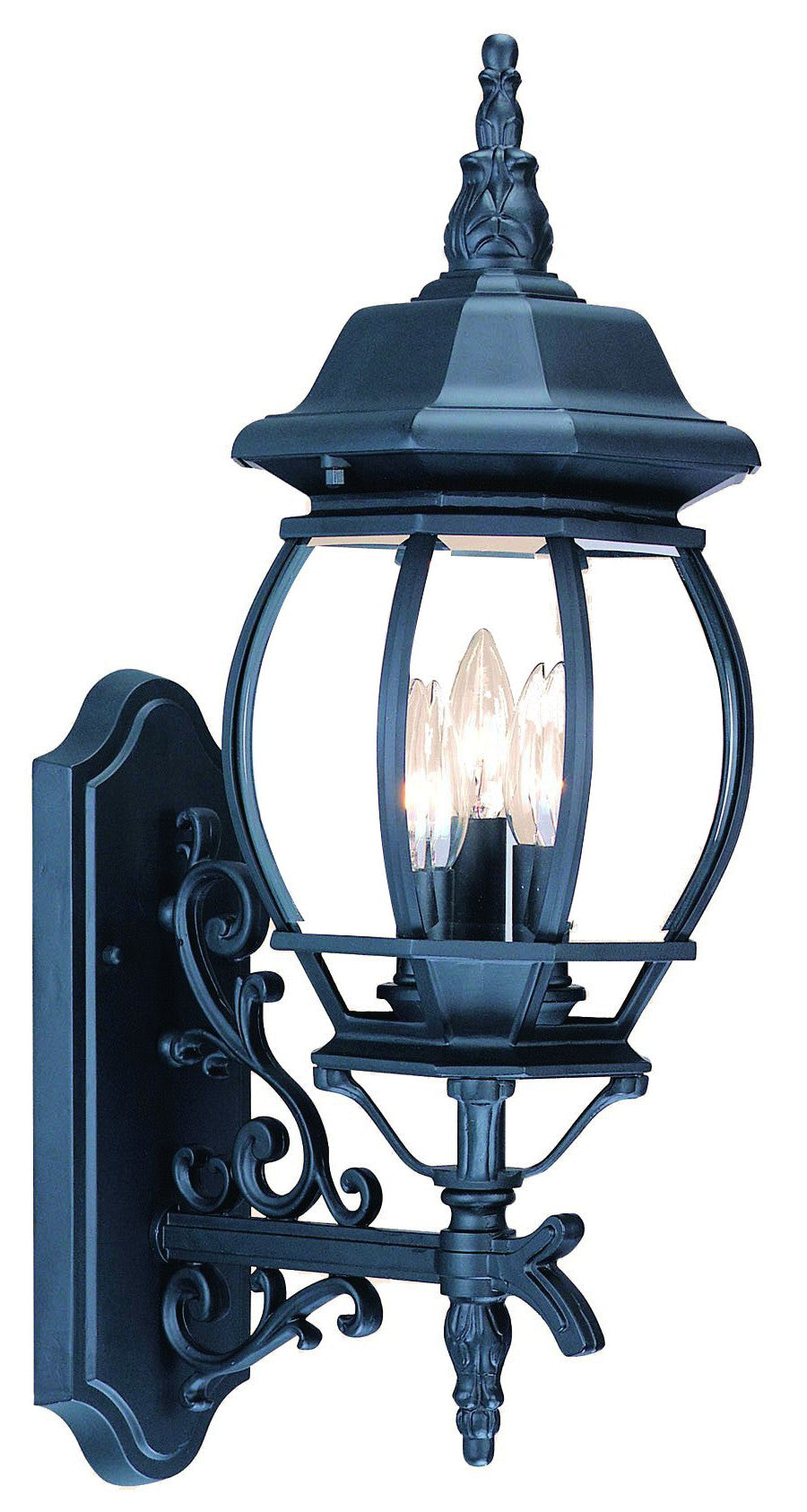 HomeRoots Three Light Glass Globe Wall Light in Matte Black Finish