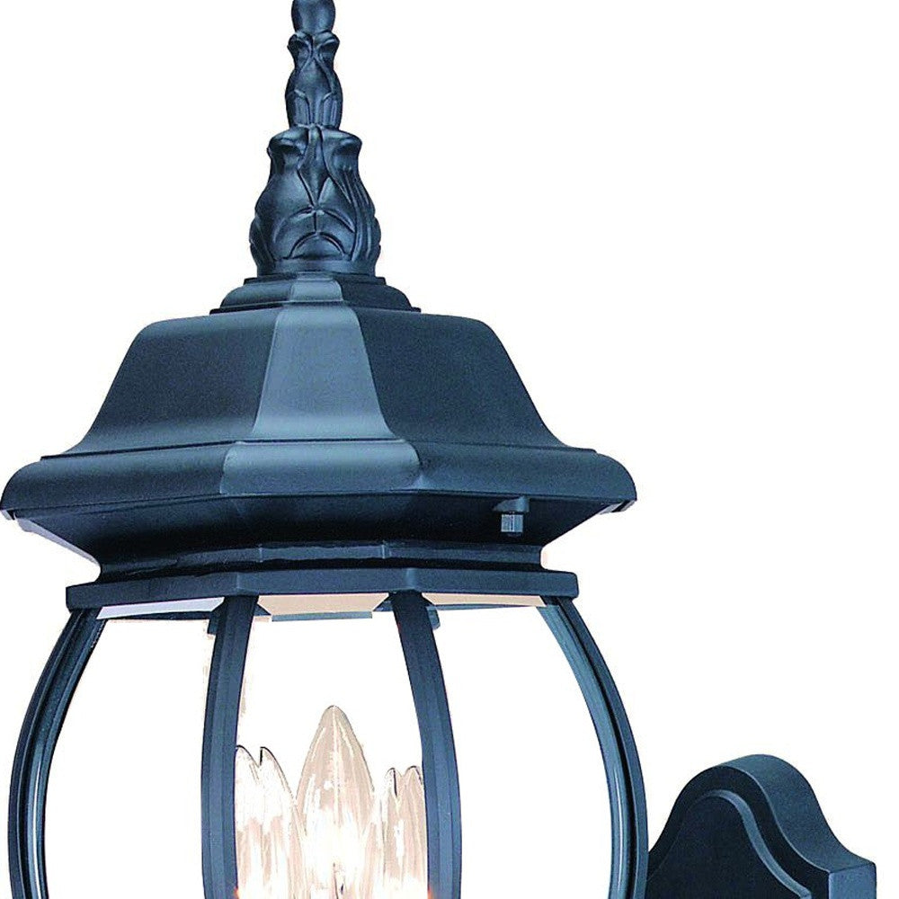 HomeRoots Three Light Glass Globe Wall Light in Matte Black Finish