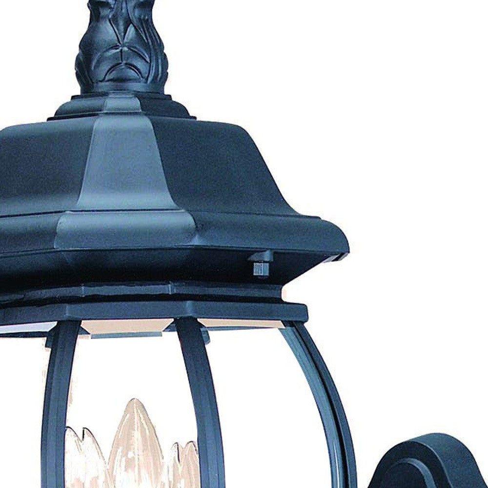 HomeRoots Three Light Glass Globe Wall Light in Matte Black Finish