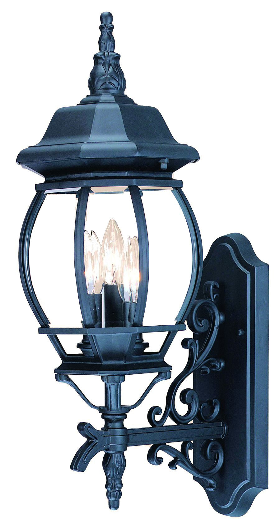 HomeRoots Three Light Glass Globe Wall Light in Matte Black Finish
