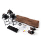 HomeRoots Three Light Hanging Lantern Chandelier With Rustic Wood and Metal Finish