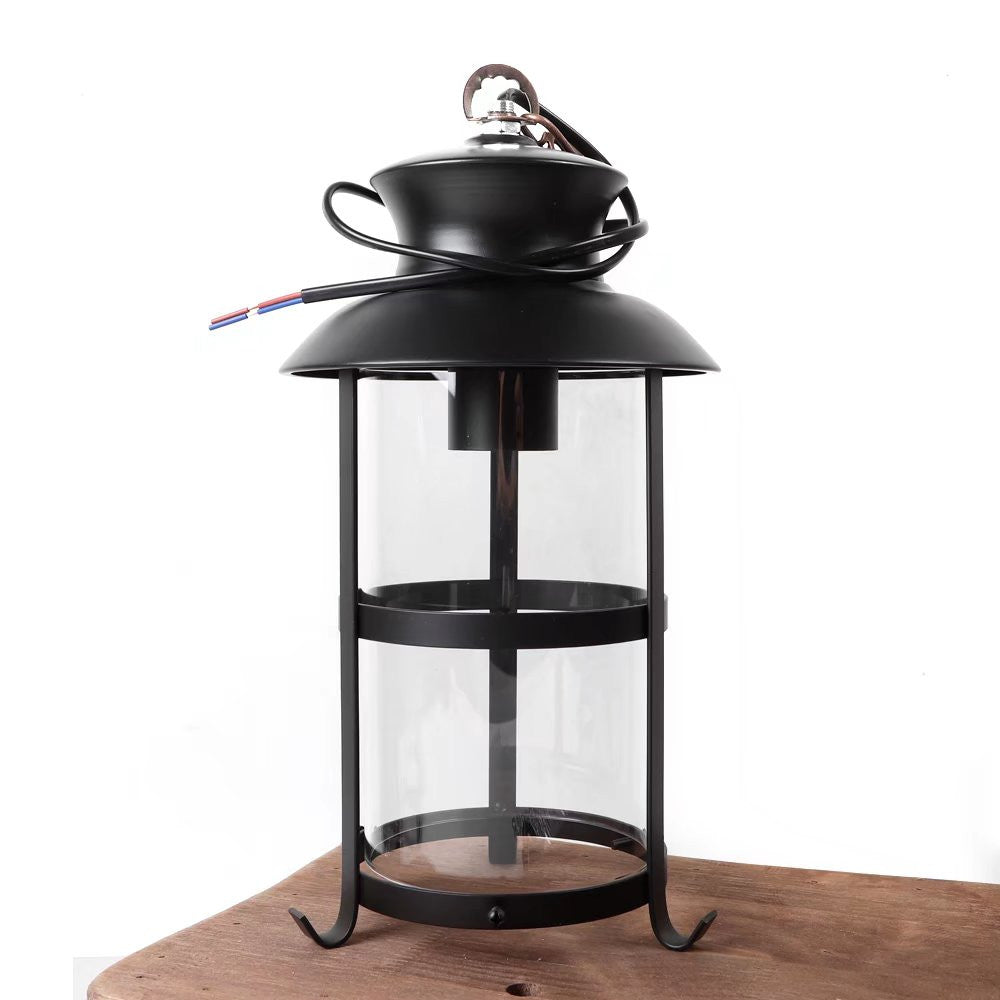 HomeRoots Three Light Hanging Lantern Chandelier With Rustic Wood and Metal Finish