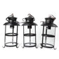 HomeRoots Three Light Hanging Lantern Chandelier With Rustic Wood and Metal Finish