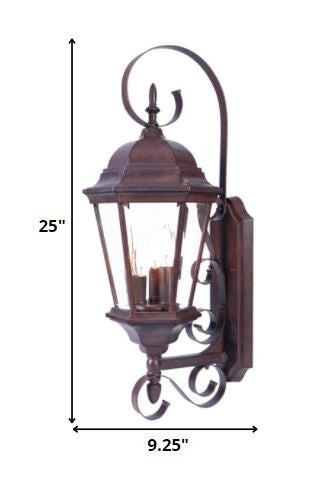 HomeRoots Three Light Lantern Wall Light With Swing Arm in Dark Brown Finish