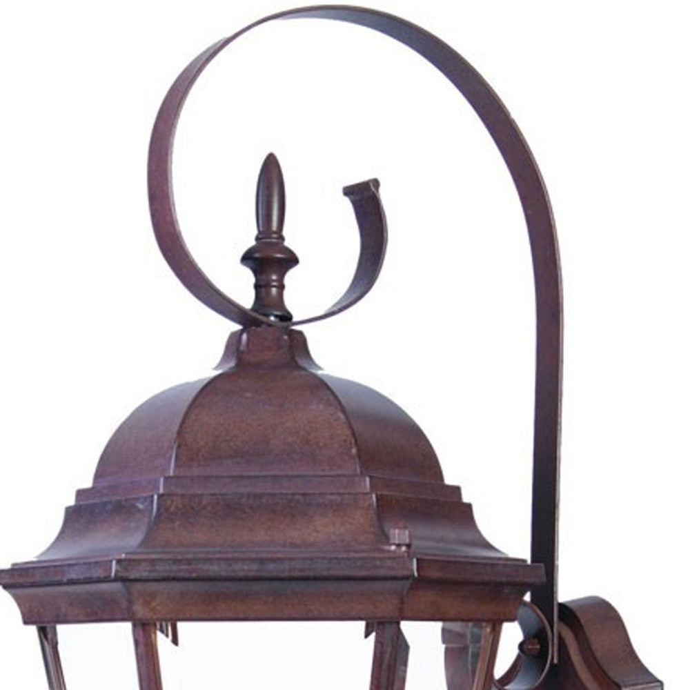 HomeRoots Three Light Lantern Wall Light With Swing Arm in Dark Brown Finish