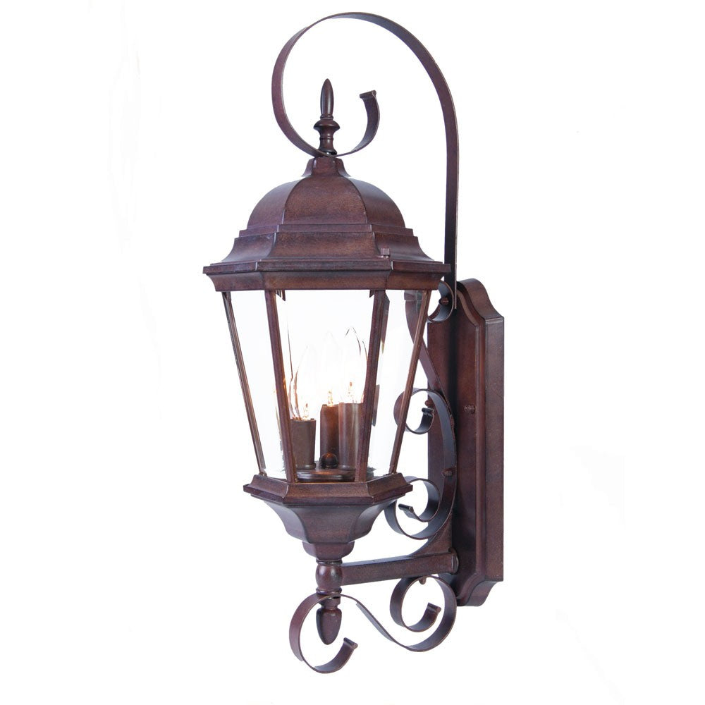 HomeRoots Three Light Lantern Wall Light With Swing Arm in Dark Brown Finish