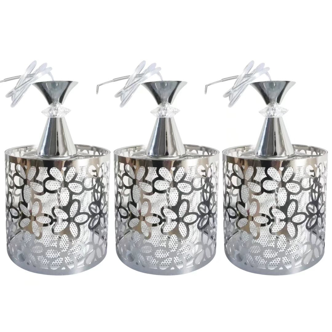HomeRoots Three Light Pendant Chandelier With Petal Detailing in Silver Finish
