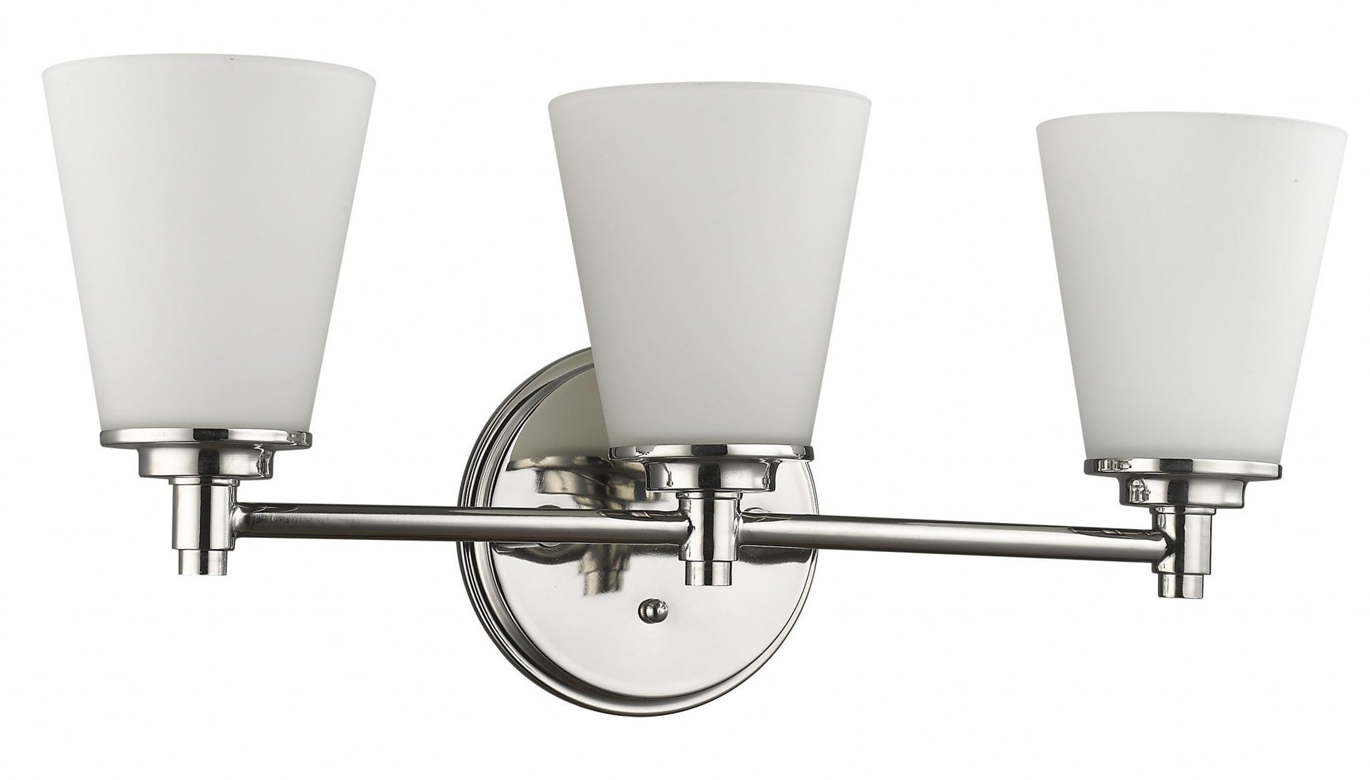 HomeRoots Three Light Silver Wall Light with Frosted Glass Shade
