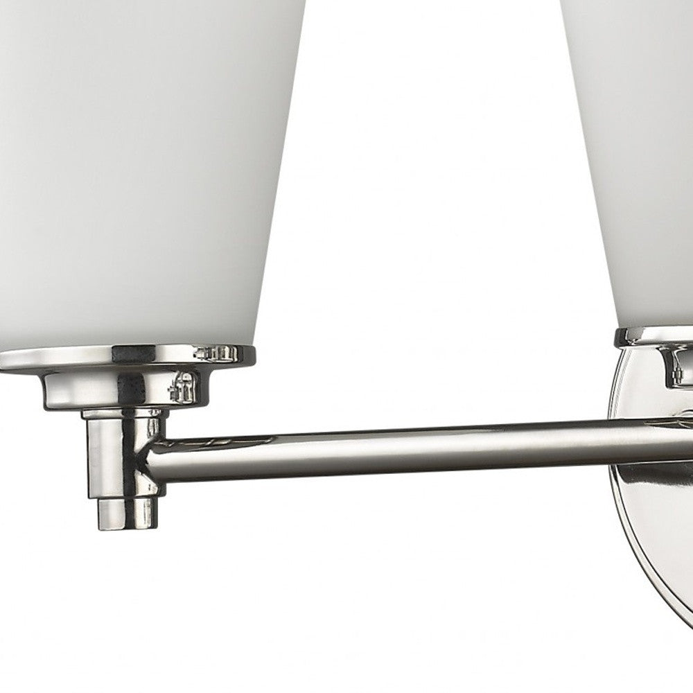 HomeRoots Three Light Silver Wall Light with Frosted Glass Shade