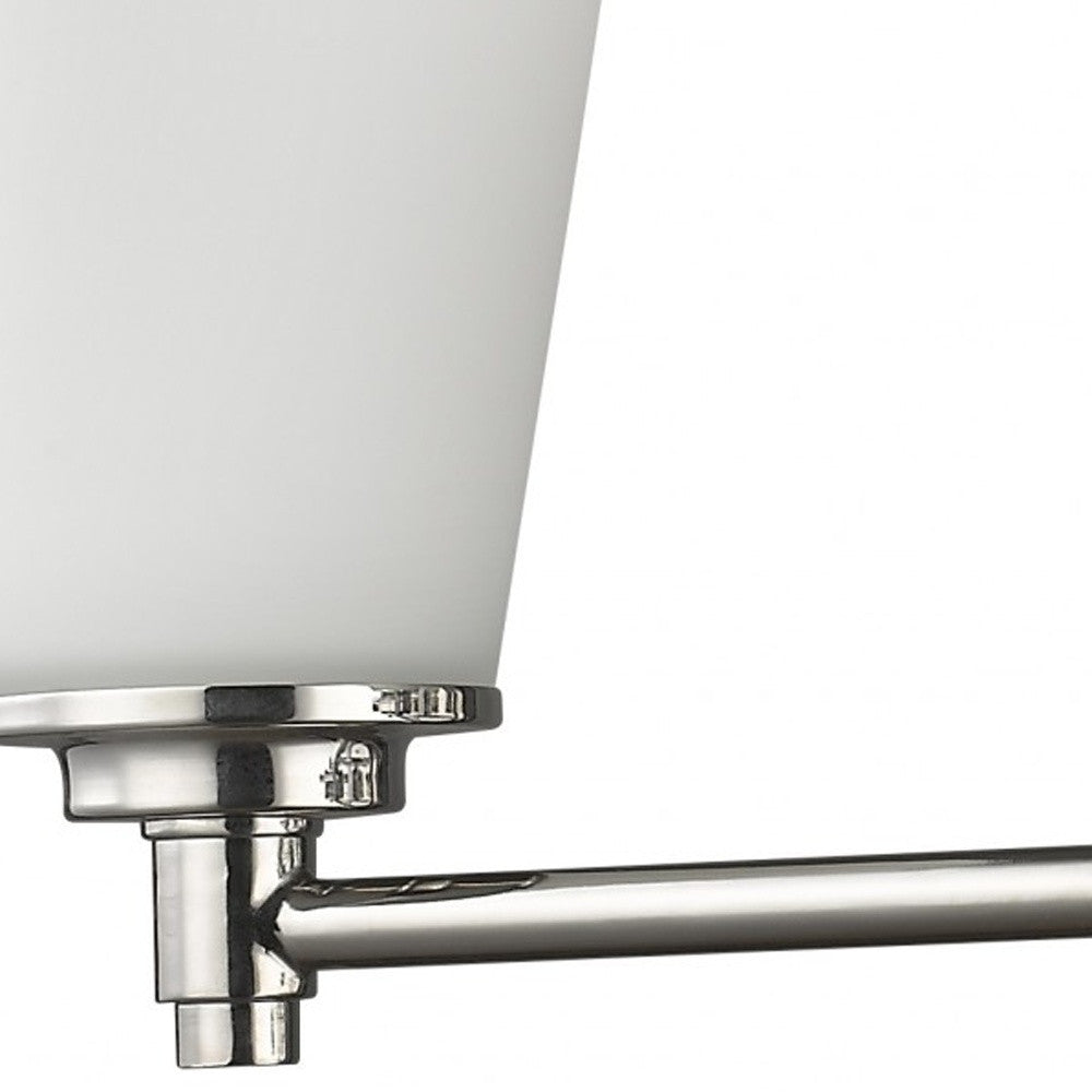 HomeRoots Three Light Silver Wall Light with Frosted Glass Shade