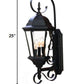 HomeRoots Three Light Swing Arm Lantern Wall Light in Matte Black Finish