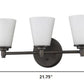HomeRoots Three Light Wall Light With Frosted Glass Shade and Bronze Finish