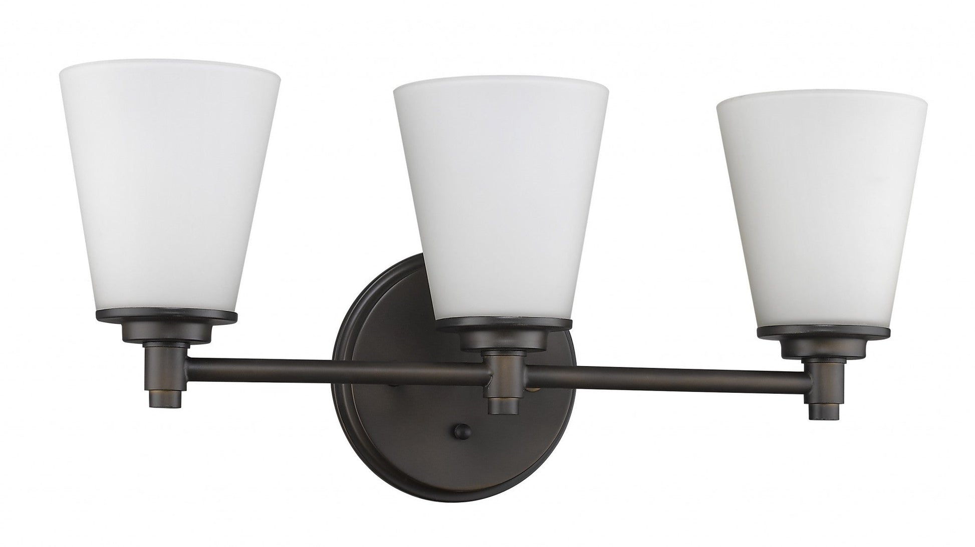 HomeRoots Three Light Wall Light With Frosted Glass Shade and Bronze Finish