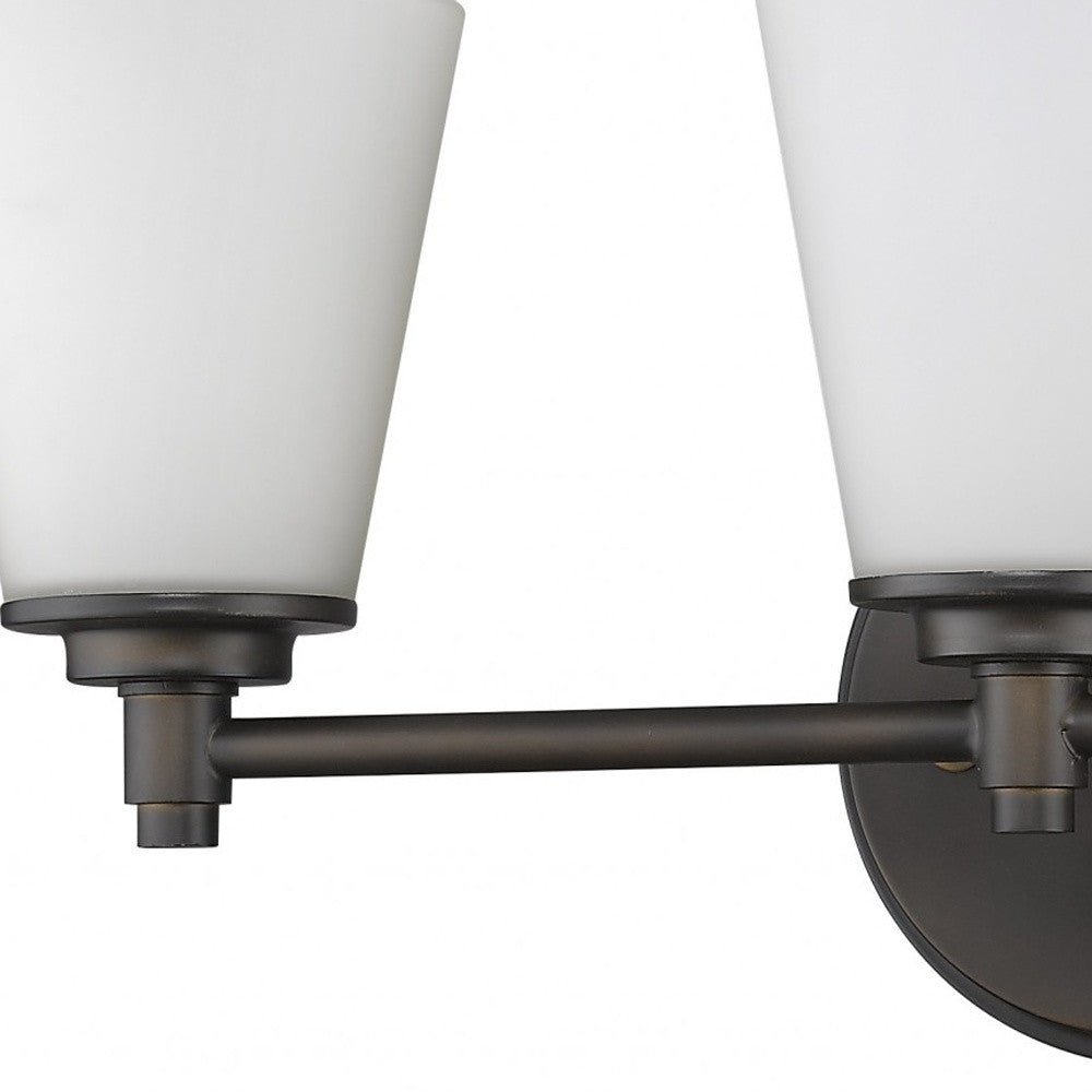 HomeRoots Three Light Wall Light With Frosted Glass Shade and Bronze Finish