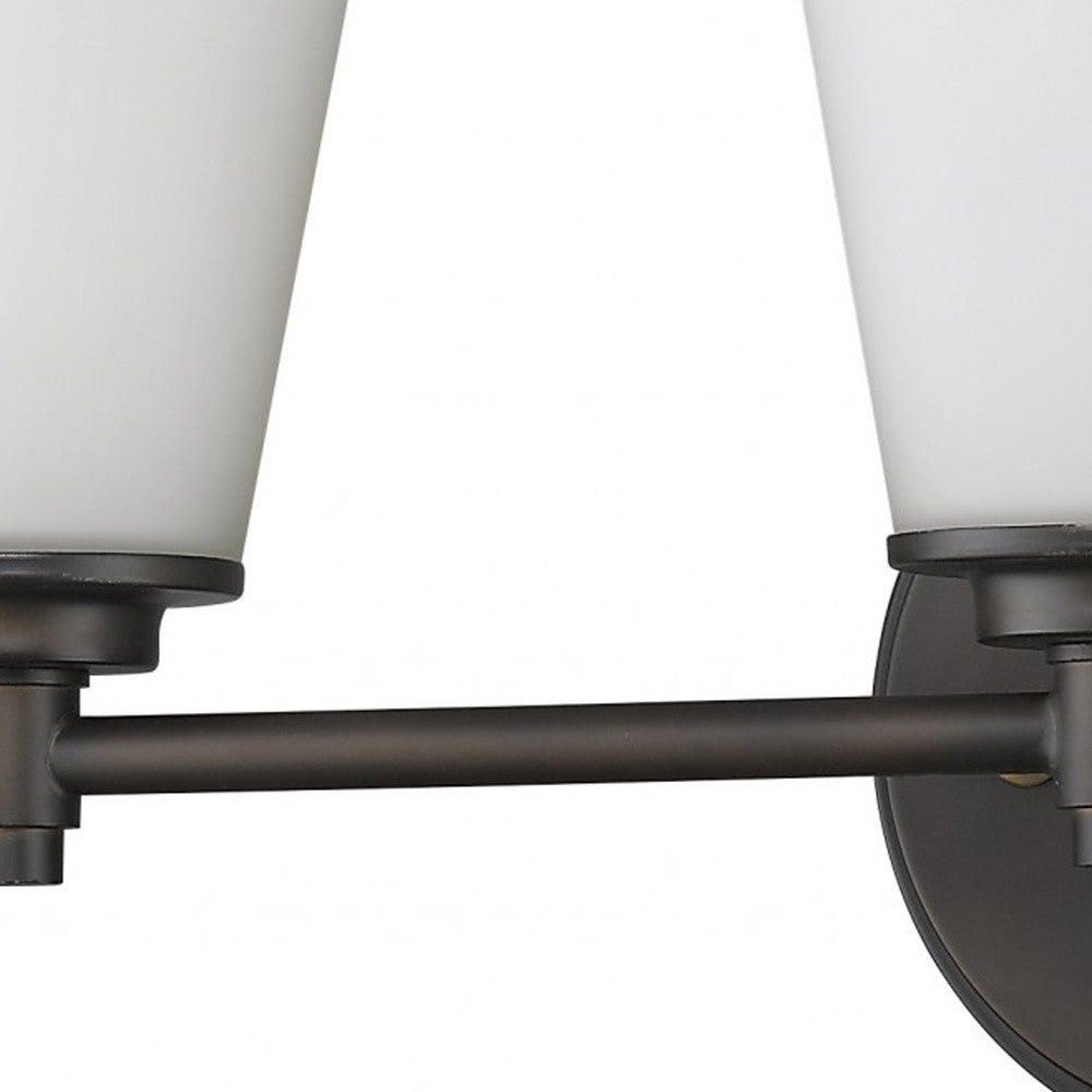 HomeRoots Three Light Wall Light With Frosted Glass Shade and Bronze Finish